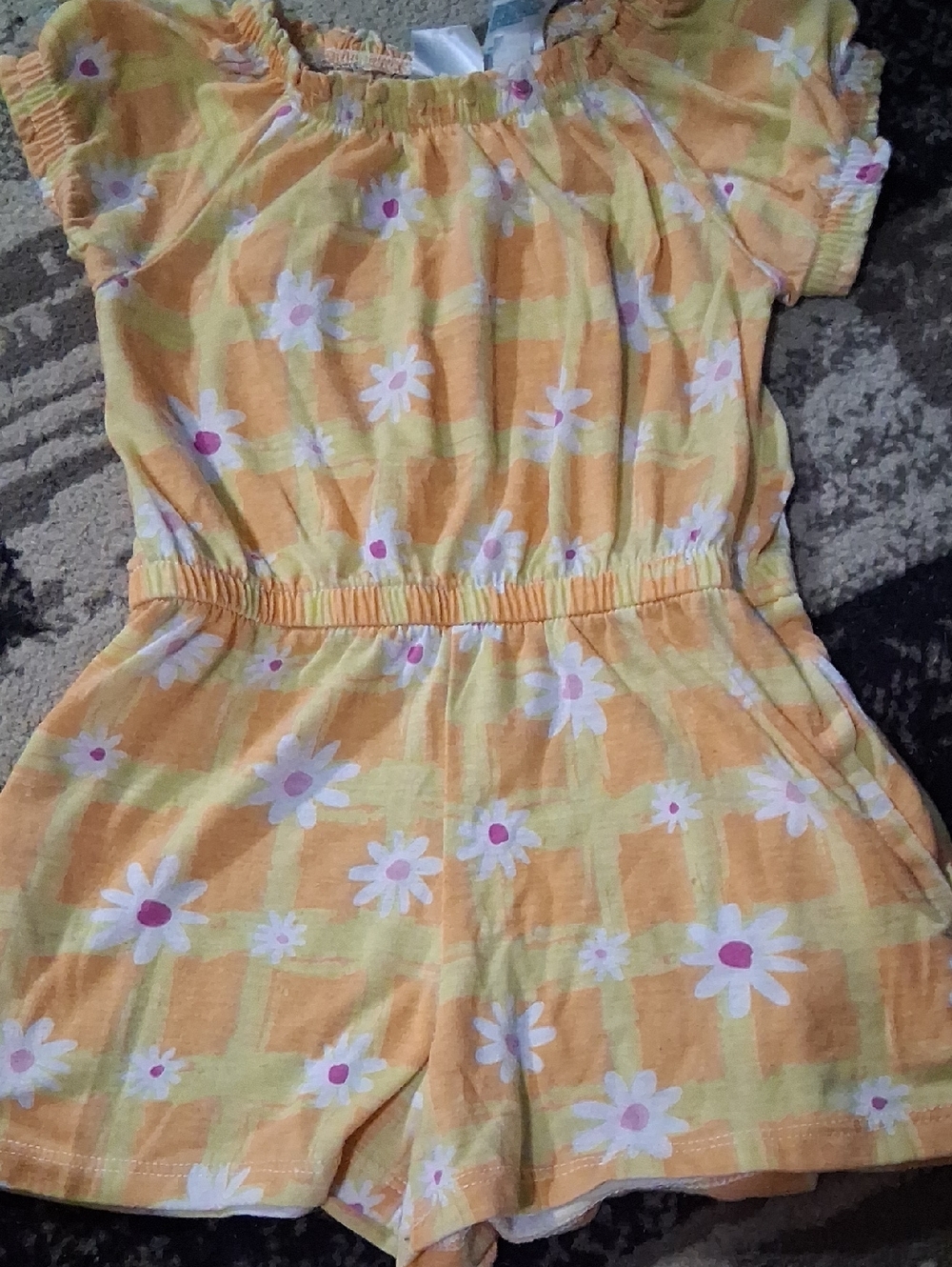 Girls Yellow Daisy-Print Short Romper